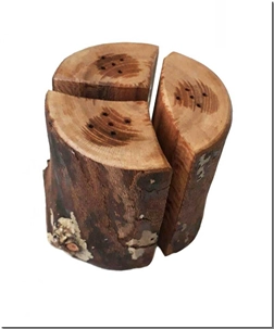 خرید صنایع دستی نمکدان سه قلو چوبی روستیک از: www.ashja.com - کتابسرای اشجع